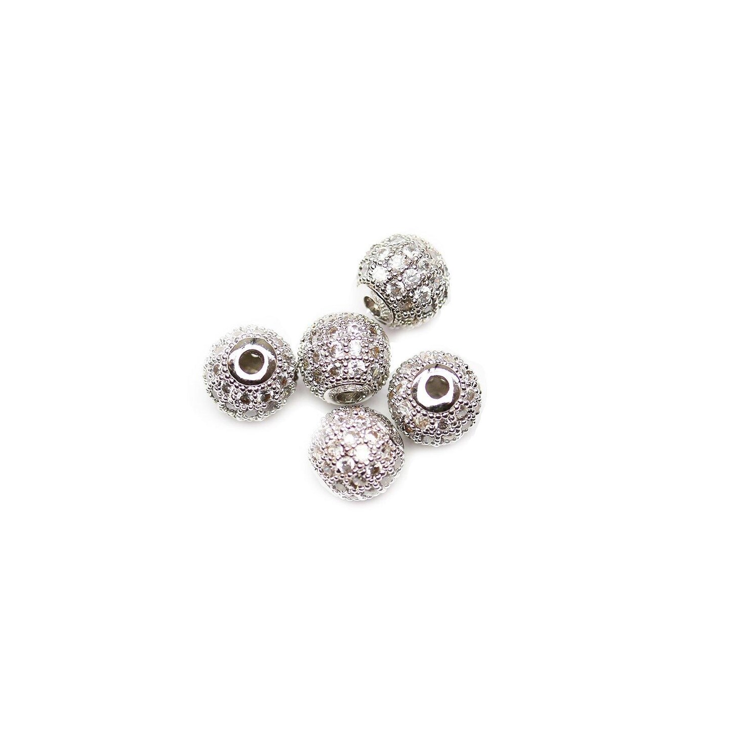 Silver Crown Round with Crystal Rhinestone 8mm Beads | Michaels