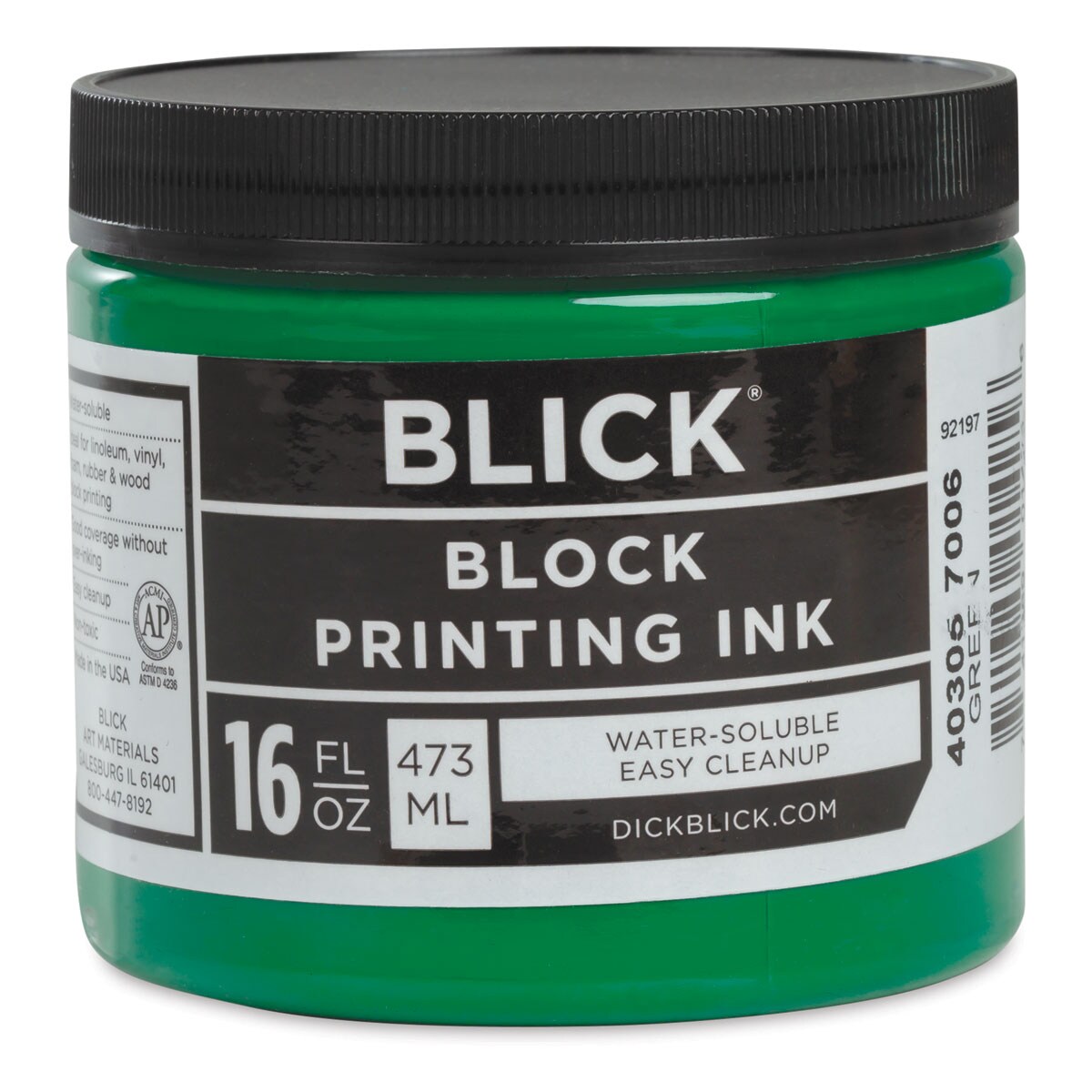 Blick Water-Soluble Block Printing Ink - Green, 16 oz Jar
