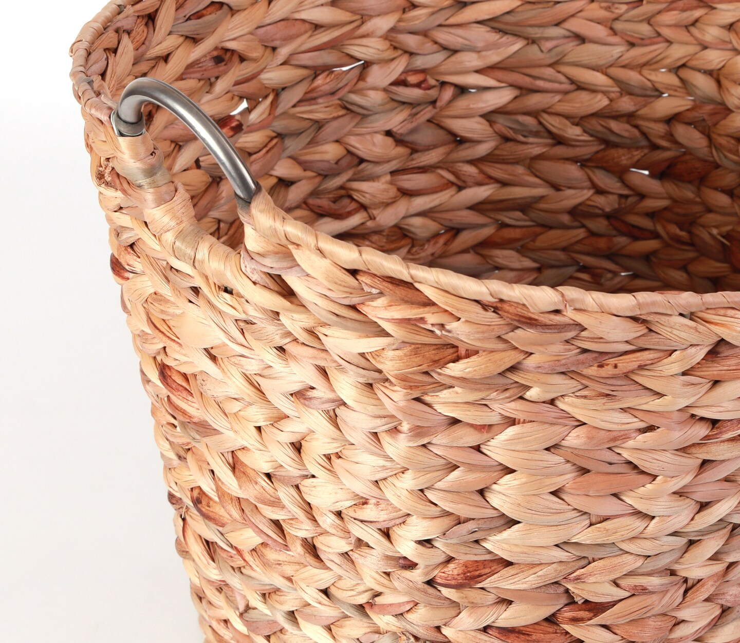 Water Hyacinth Wicker Large Round Storage Laundry Basket with Handles