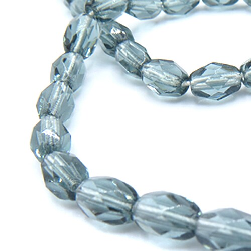 Gray/Blue Olive Shape Faceted Czech Glass Beads (1 strand/25 beads) (B613)