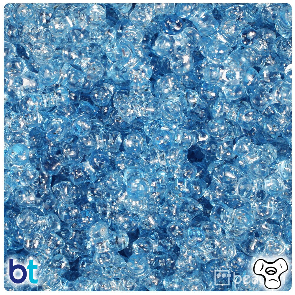 BeadTin Light Sapphire Sparkle 11mm TriBead Plastic Craft Beads (500pcs)