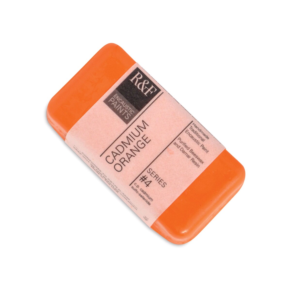 R&#x26;F Encaustic Paint Block - Cadmium Orange, 40 ml block