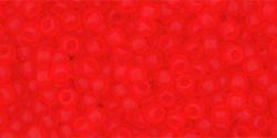 Toho 11/0 Round Japanese Seed Bead, TR11-5F, Transparent Frost Light Siam Ruby