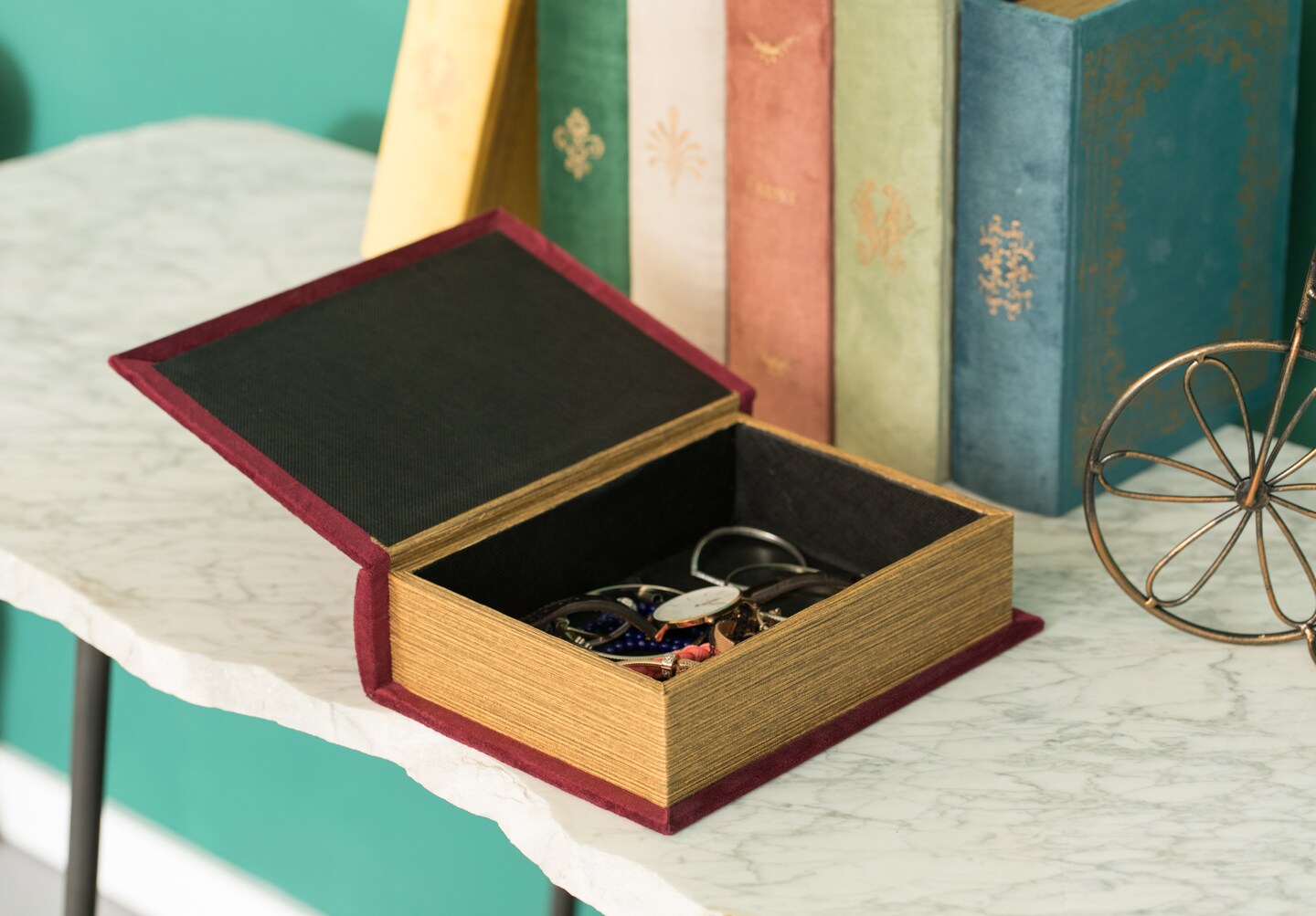 Decorative Vintage Book Shaped Trinket Storage Box