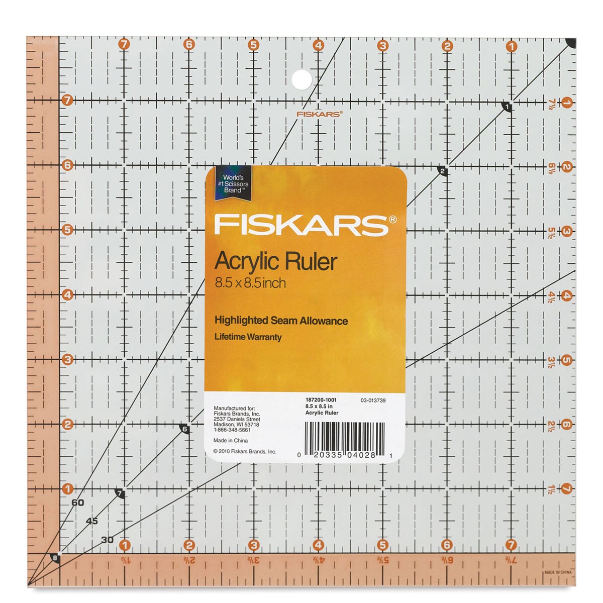 Fiskars Easy-to-Read Square Acrylic Ruler - 8 1/2