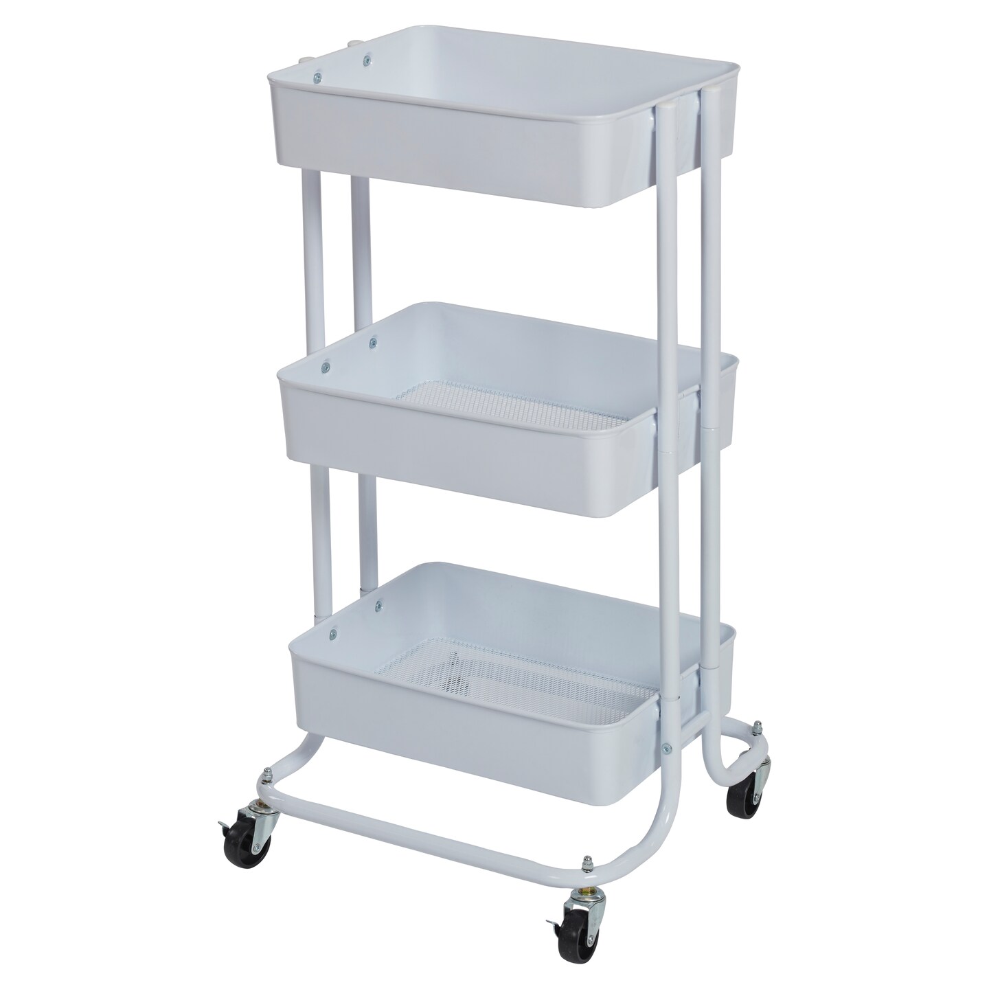 3-Tier Metal Rolling Utility Cart, Mobile Storage Organizer