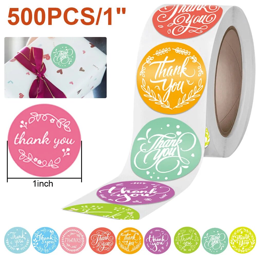 Kitcheniva 500 Pcs 1/1.5&#x22; Thank You Stickers