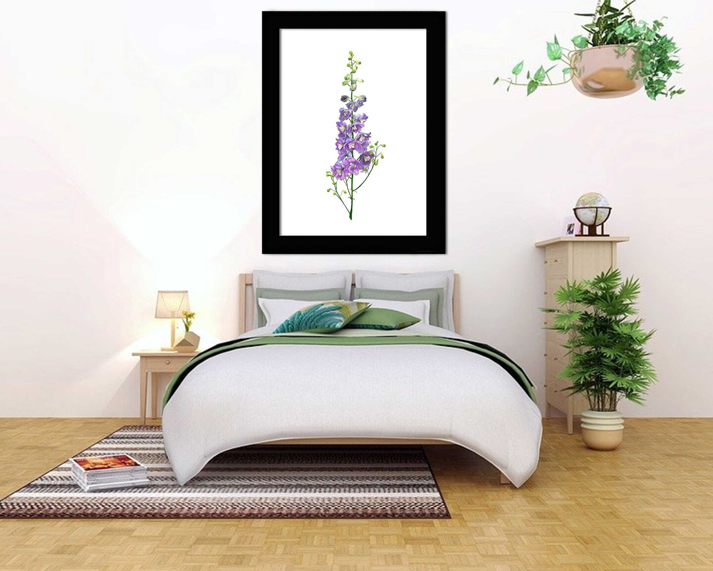 Larkspur Flower Watercolor Art Print Delphinium July Birth Month Flower Painting Wall Art Birthday Gift for Mom Home Decor Wild Flowers Gift product 3
