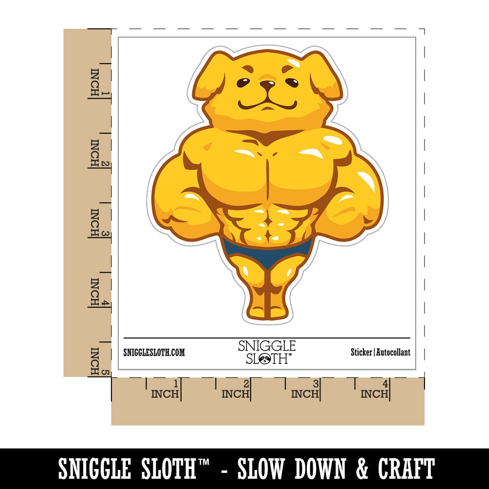 Buff Muscle Dog Funny Golden Retriever Waterproof Vinyl Phone Tablet Laptop Water Bottle Sticker Set - 5 Pack