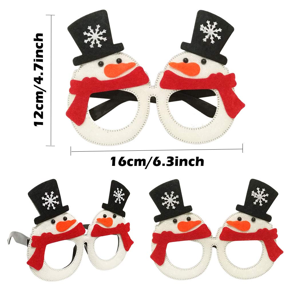 JAYKIDS 16PCS Christmas Glasses Party Favors Christmas Tree Hanging Ornaments Decorations Photo Booth Props Xmas Party Decorations Eyeglasses Frame for Christmas Holiday Party Supplies