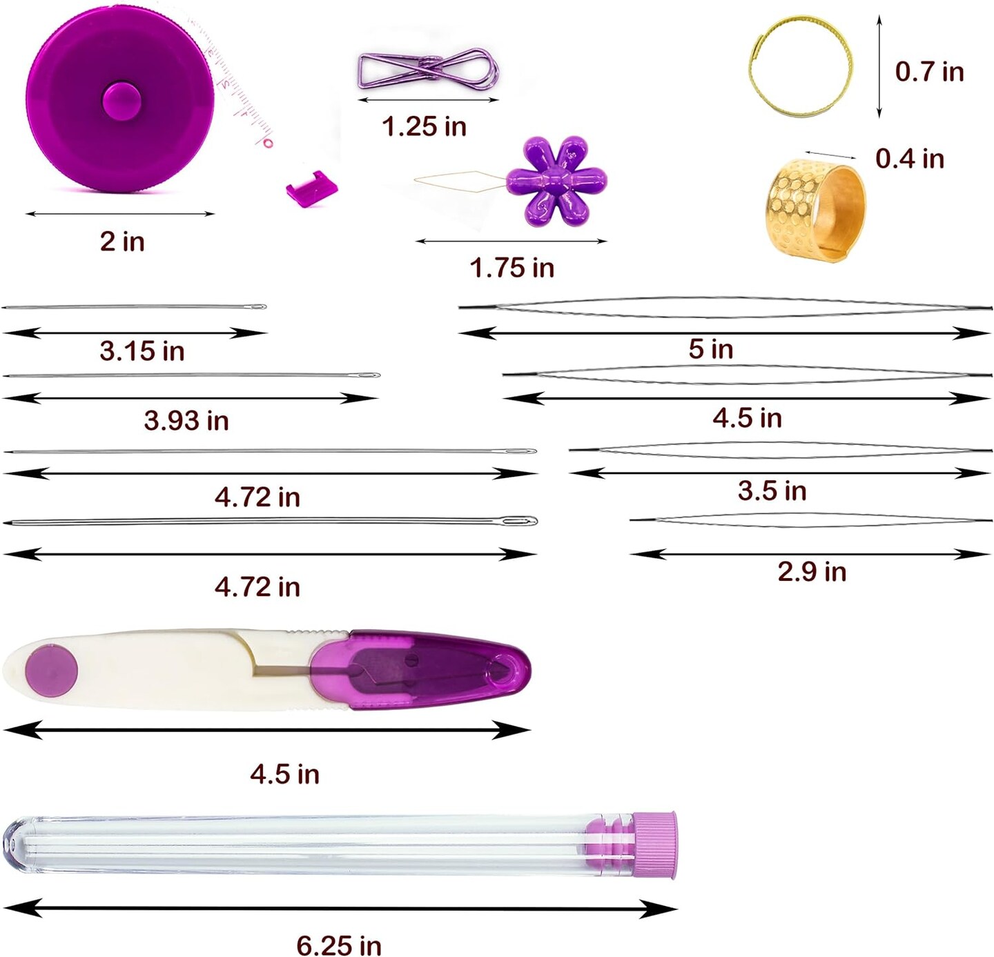 58Pcs Beading Needles for Jewelry Making, Seed Beads Tools, Include 40 Long Straight and 8 Big Eye Beading Needles,Needle Bottle, Thimble, Needle Threaders,Securing Clip and Tape Measure