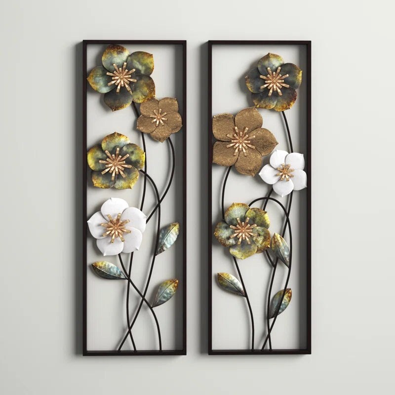 Handmade Traditional Plants &#x26; Flowers Wall Decor on Metal