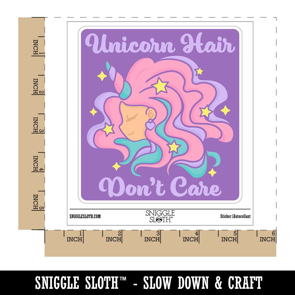 Unicorn Hair Don&#x27;t Care Waterproof Vinyl Phone Tablet Laptop Water Bottle Sticker Set - 5 Pack