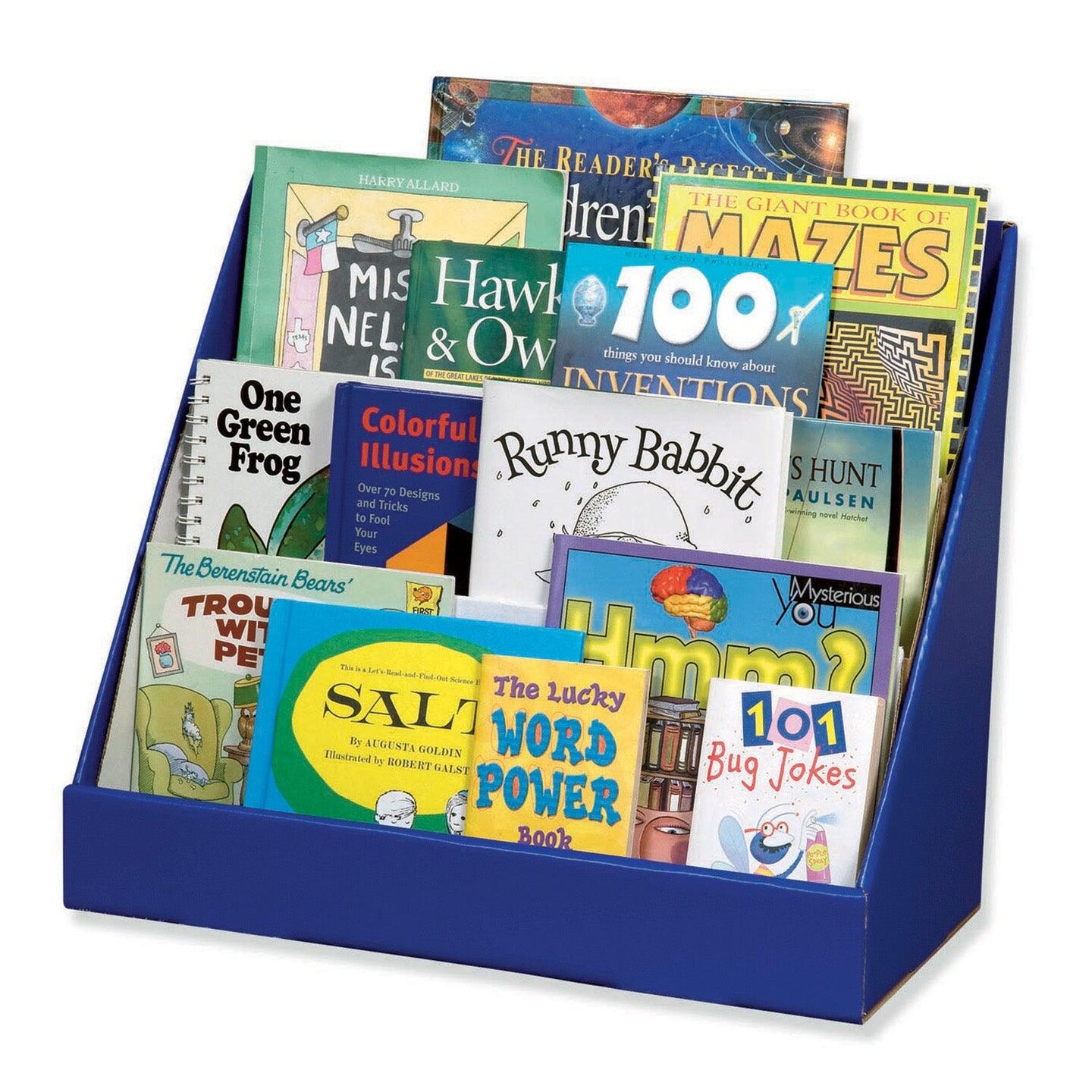 Book Shelf, 3-Tiered, Blue, 17&#x22;H x 20&#x22;W x 10&#x22;D