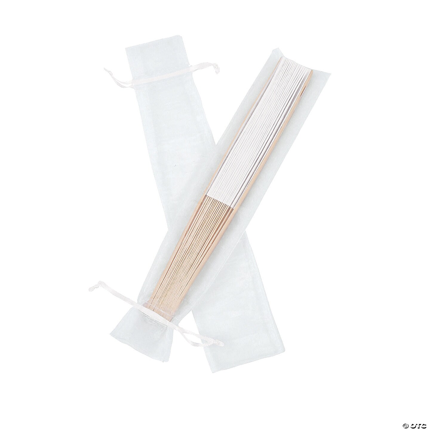 Large White 2 1/4&#x22; x 11 1/2&#x22; Organza Drawstring Bags for Hand Fans