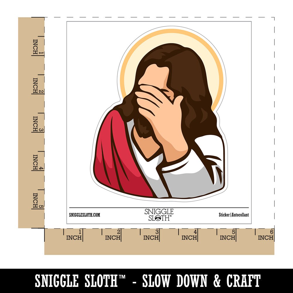 Disapproving Jesus Face Palm Waterproof Vinyl Phone Tablet Laptop Water Bottle Sticker Set - 5 Pack