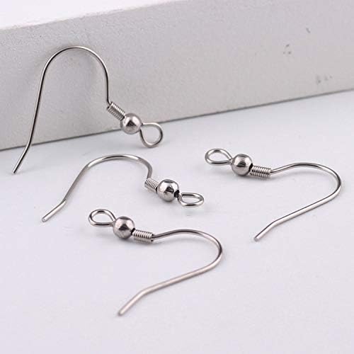 200pcs Stainless Steel Ball and Coil Earring Hooks Findings Ear Wires Fish Hook Earrings Hoops Ear Wire for DIY Jewelry Making
