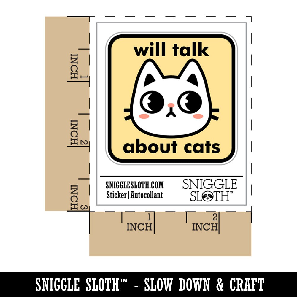 Will Talk About Cats Waterproof Vinyl Phone Tablet Laptop Water Bottle Sticker Set - 5 Pack