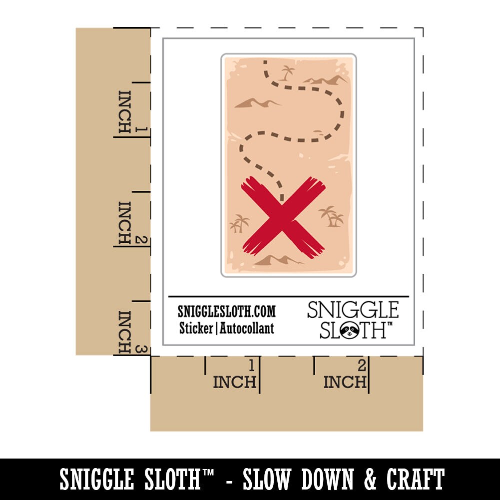 X Marks the Spot Treasure Map Waterproof Vinyl Phone Tablet Laptop Water Bottle Sticker Set - 5 Pack