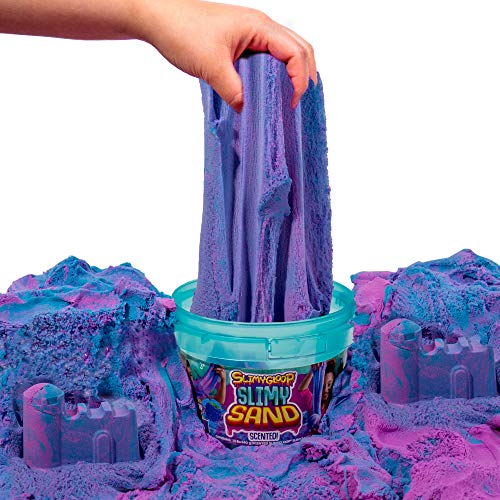 SLIMYSAND by Horizon Group USA, 1.5 lbs of Berry Scented Moldable, Stretchable, Expandable Cloud Slime, Blue &#x26; Purple Marbled, Slimy Play Sand in Reusable Bucket, Non Stick, Sensory Activity