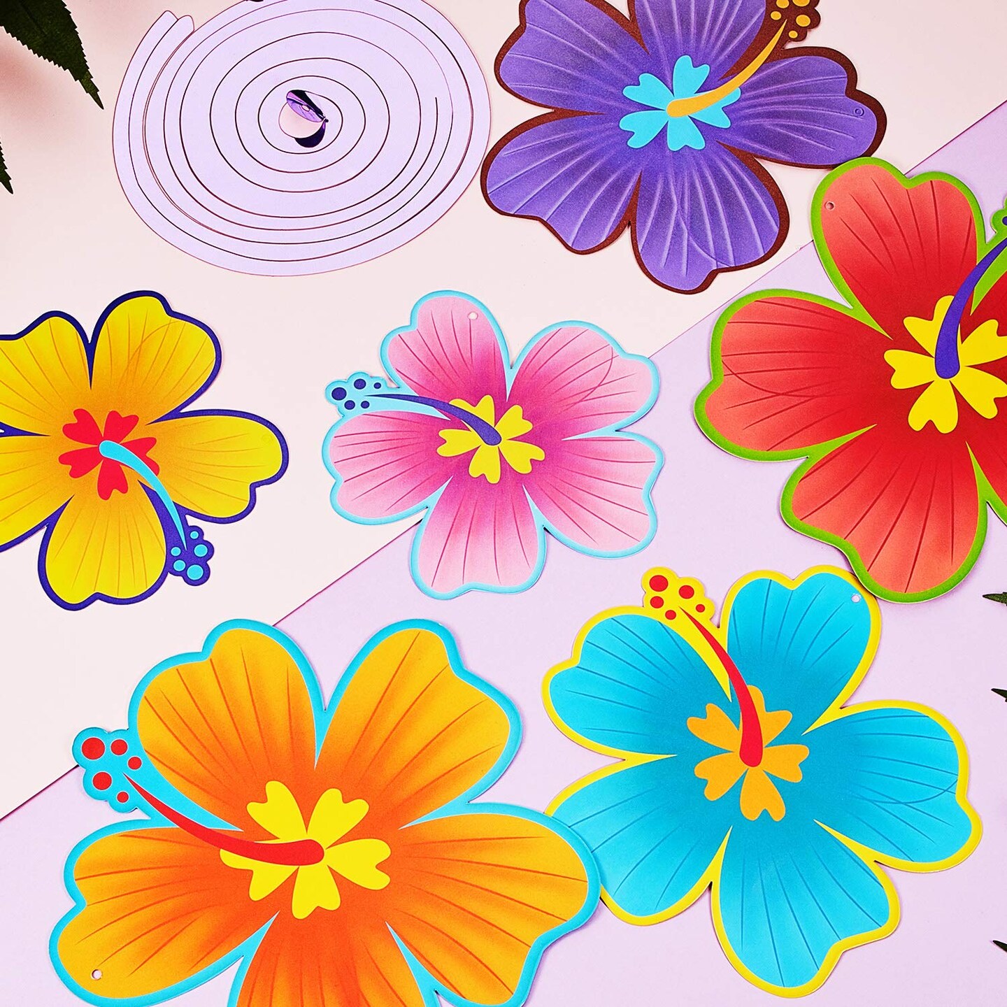 40 Pieces Hawaiian Luau Birthday Party Hanging Swirl Decorations Flower Foil Swirl Decorations Ceiling Decorations for Summer Tropical Hawaiian Theme Party Decoration Supplies