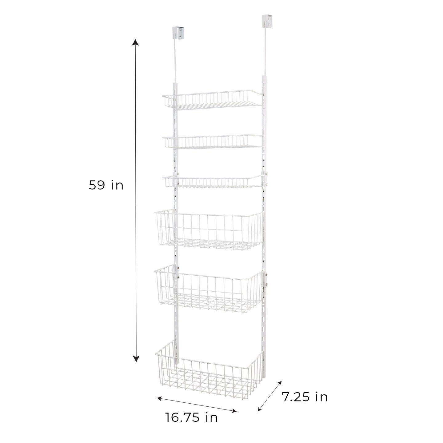 Smart Design Over The Door Pantry Organizer Rack with 6 Adjustable Shelves - White