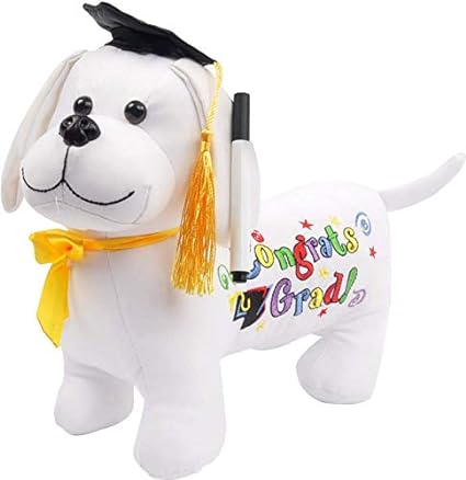 11&#x22; Graduation Class of 2024 Autograph White Stuffed Dog with Cap