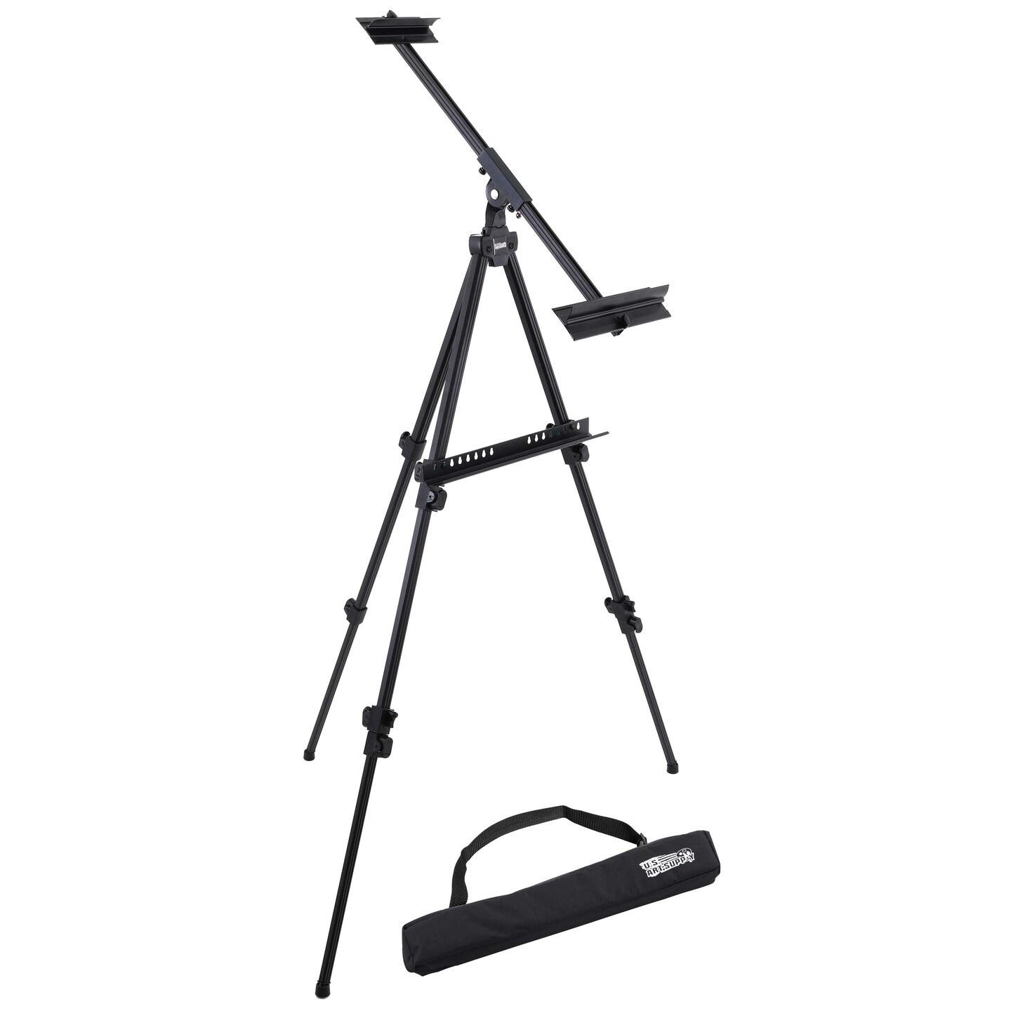 80&#x22; High Aluminum Artist Watercolor Field Display Easel Stand, Adjustable Height Floor Tabletop Tripod, Holds Canvas Up To 63&#x22; Vertical 40&#x22; Horizontal