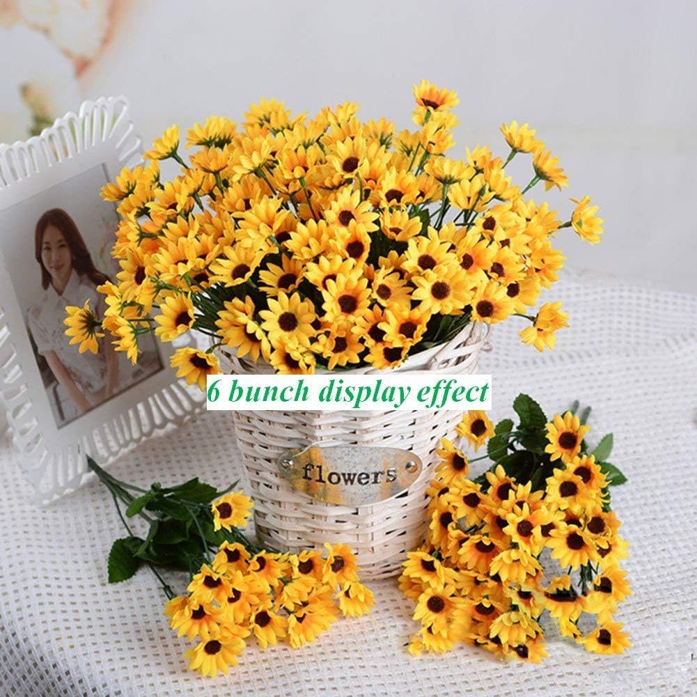 6 Bunches Artificial Sunflower Bouquet: Lifelike Floral Decor for Any Occasion