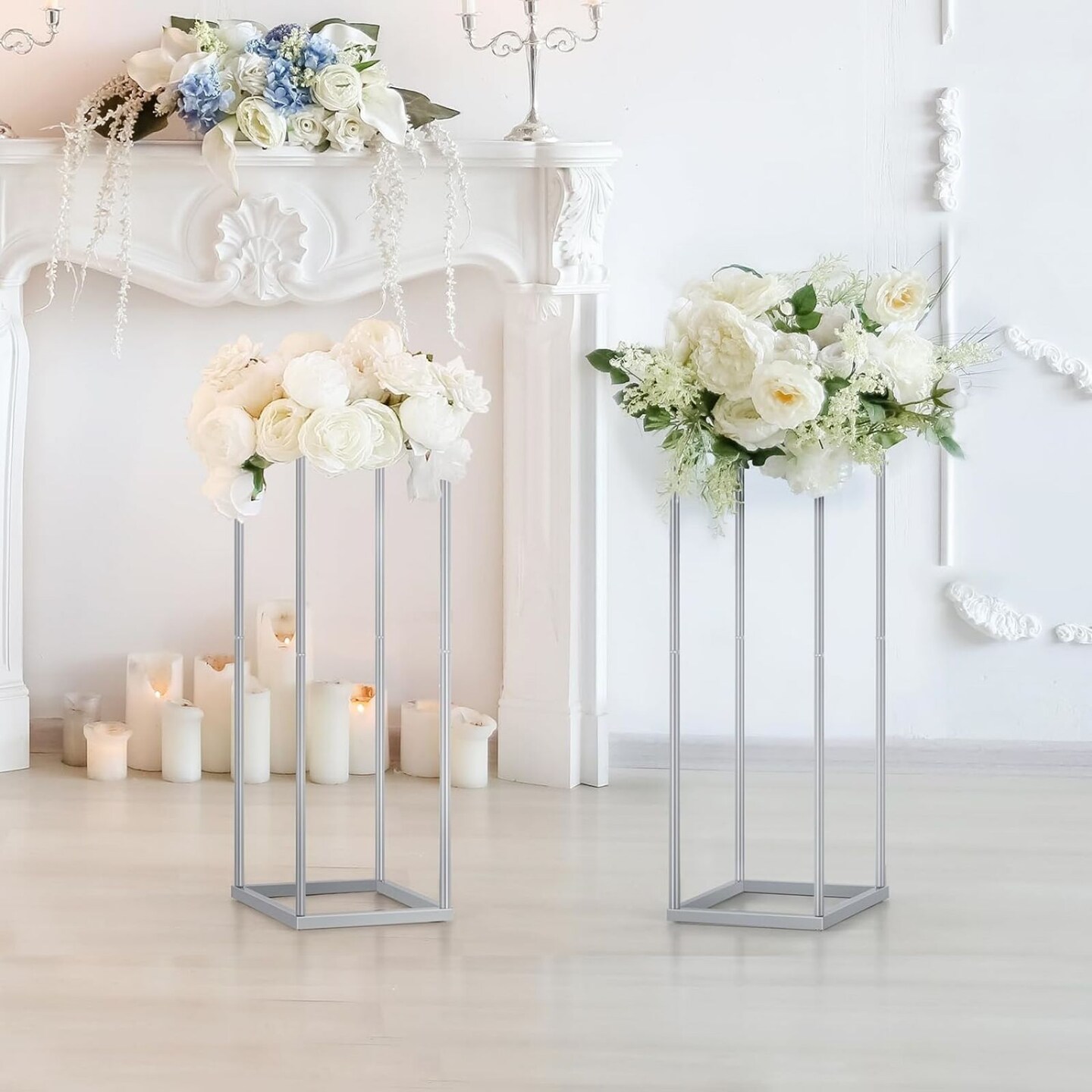 2pcs 31.4in Wedding Centerpieces for Tables with Mesh Plates for Party, Weddings