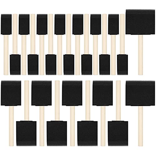 24 Pack Foam Paint Brushes, Wood Handle Sponge Brushes for Painting, Staining, Varnishes, and DIY Craft Projects (1'', 2'' and 3'')