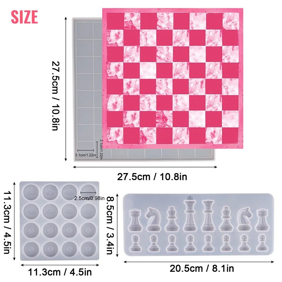 3PCS DIY Silicone Resin Chess Casting Mold