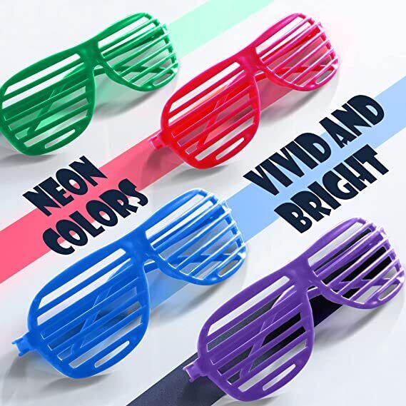 Novelty Place Neon Color Shutter Glasses 80&#x27;s Party Slotted Sunglasses