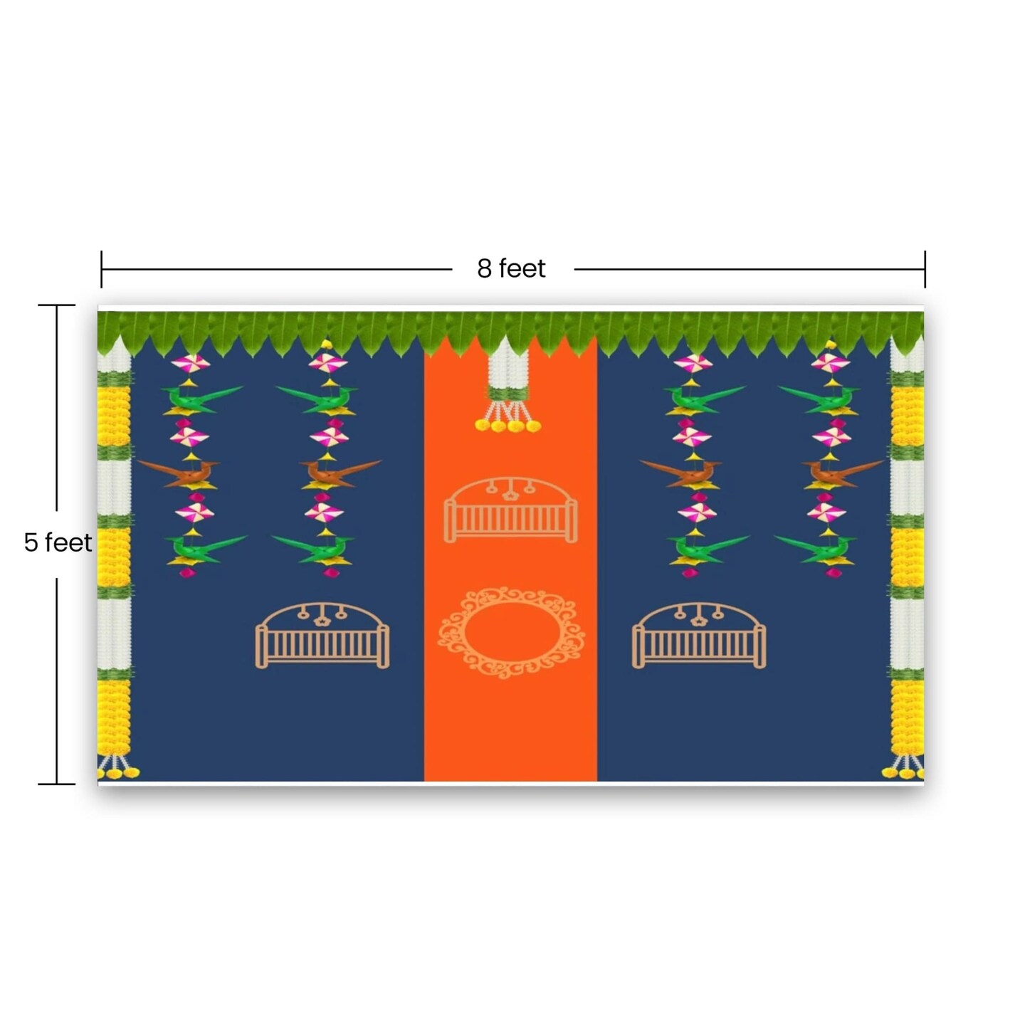 5x8ft Baby Shower Backdrop Cloth Banner Indian Hindu Indoor Outdoor Baby Shower Birthday Party Photoshoot Decoration Photography Home Wall Background Decorations Photo Booth Props