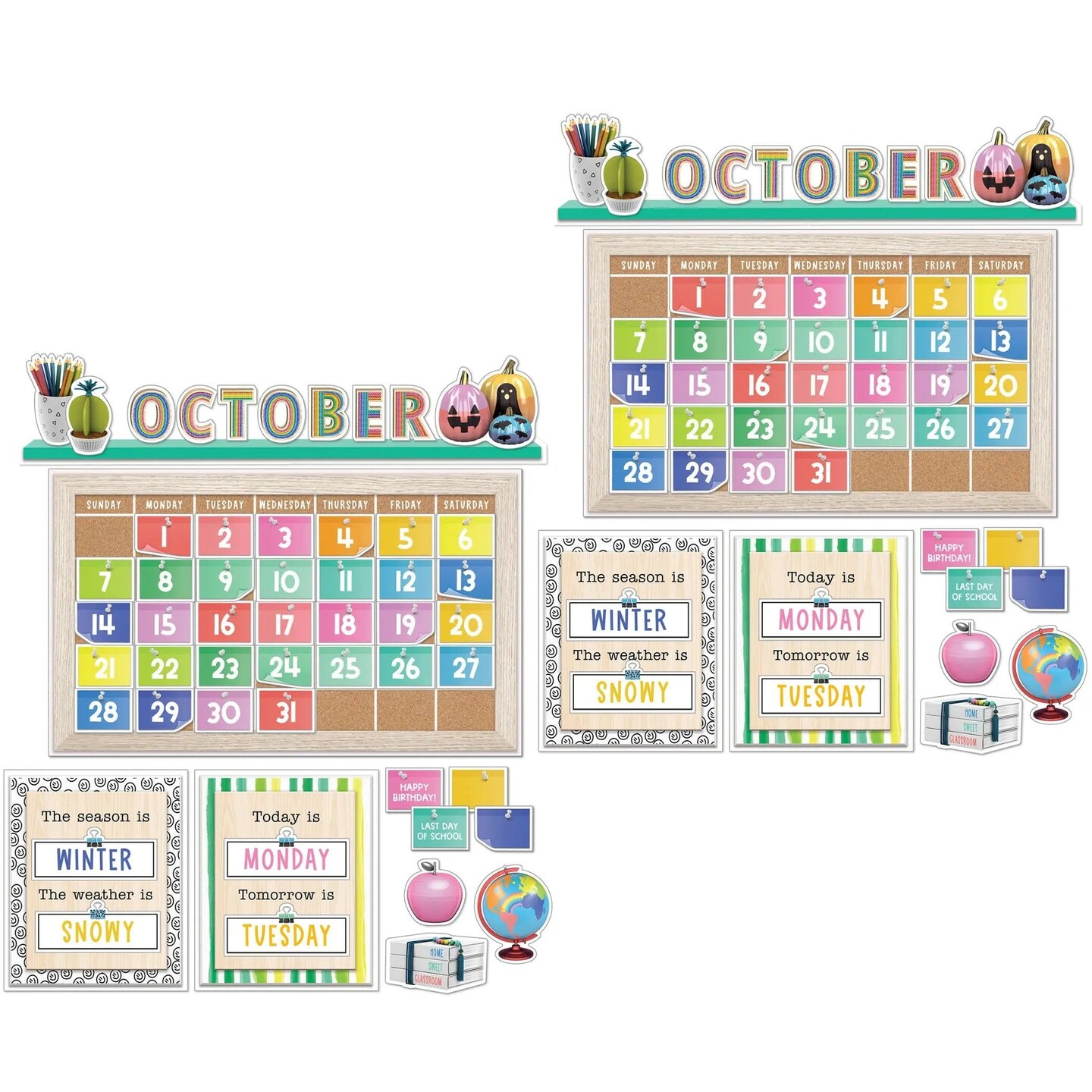 (2 St) Creatively Inspired Calendar Bb Set | Child Friendly Calendar | Colorful and Eye Catching Design