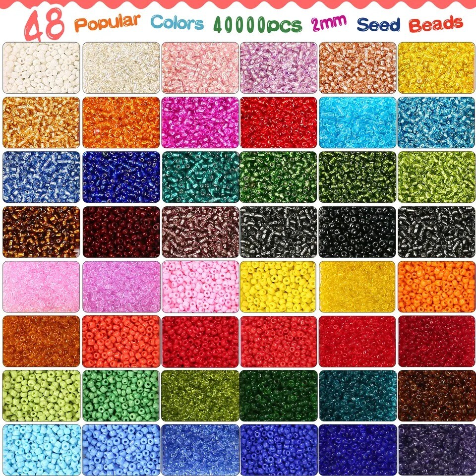 40000pcs 2mm Glass Seed Beads