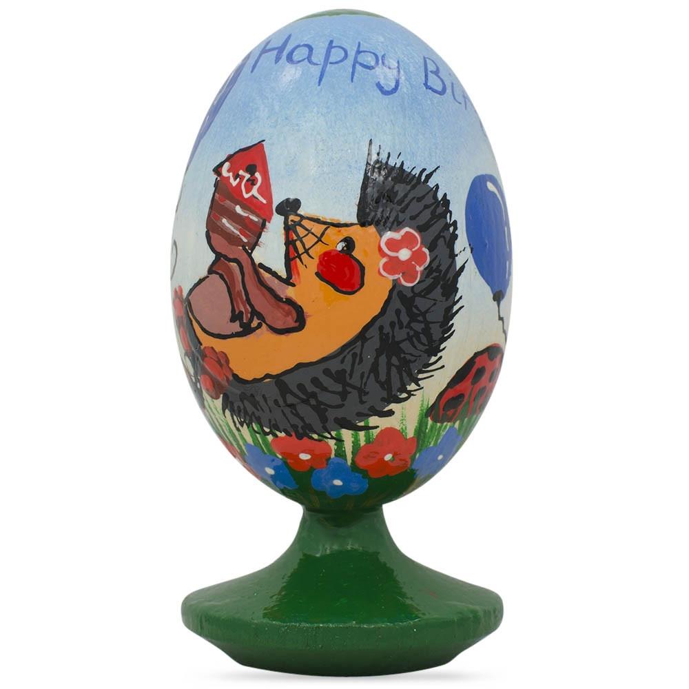 Happy Birthday from Hedgehog and Fox Wooden Figurine
