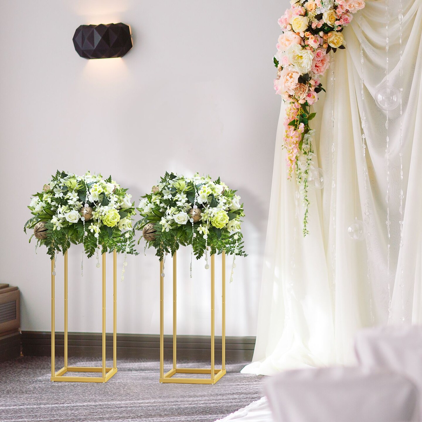 2pcs 23.6in Wedding Centerpieces for Tables with Mesh Plates for Party, Weddings