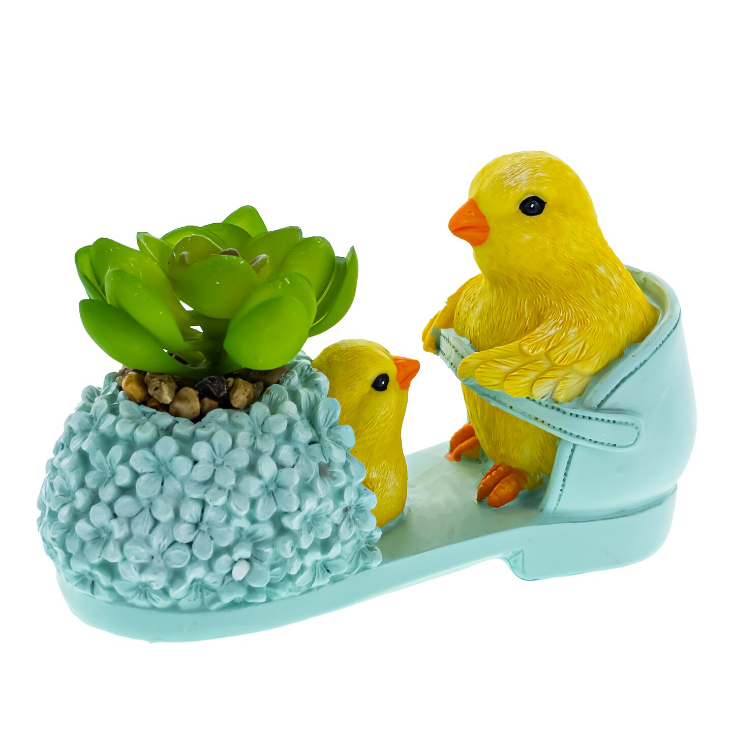 Easter Chick Planter &#x2013; Decorative Shoe-Shaped Succulent Pot with Floral Accents