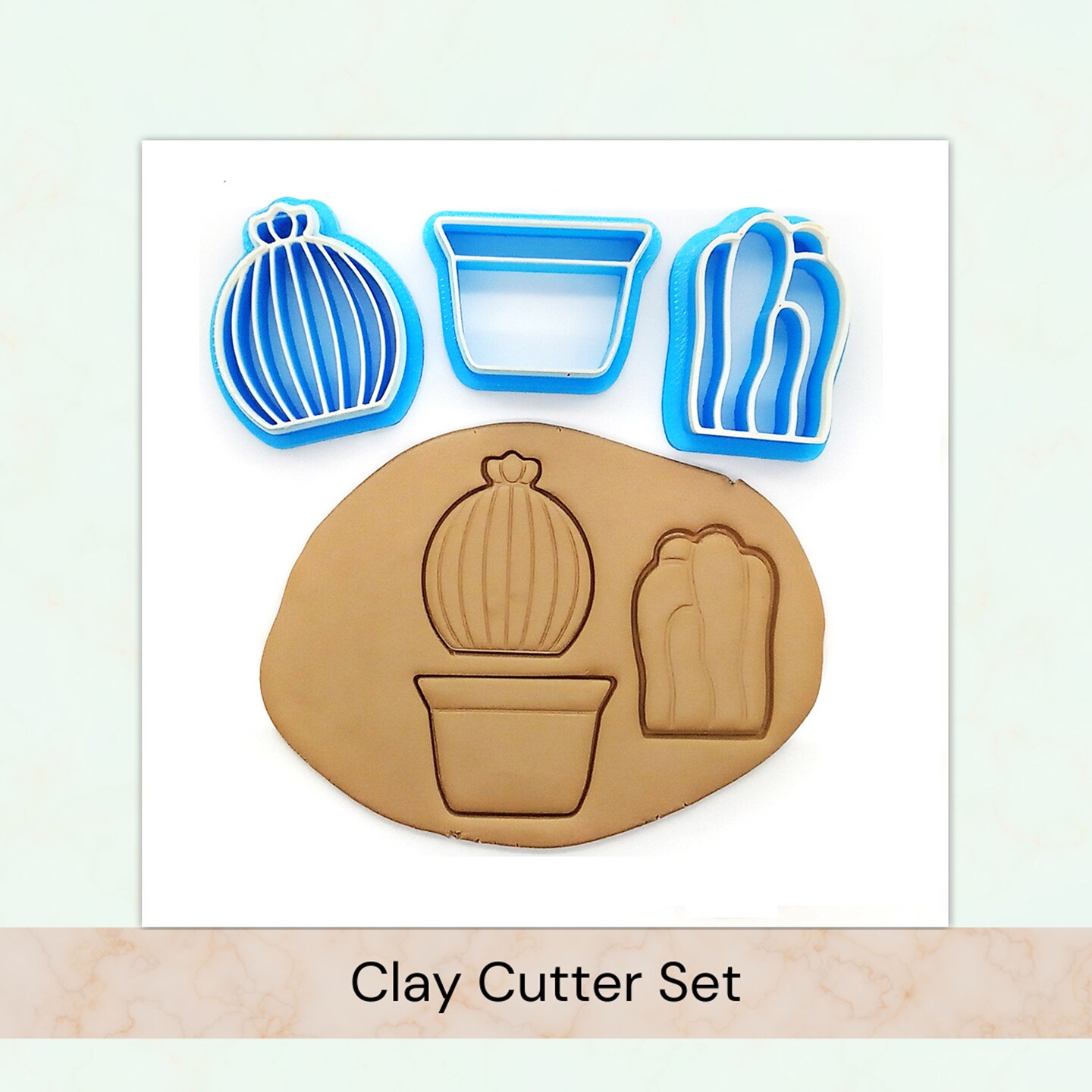Succulent &#x26; Cactus Polymer Clay Cutters, 3 pieces, Plant Shapes Set #1, Adorabilities