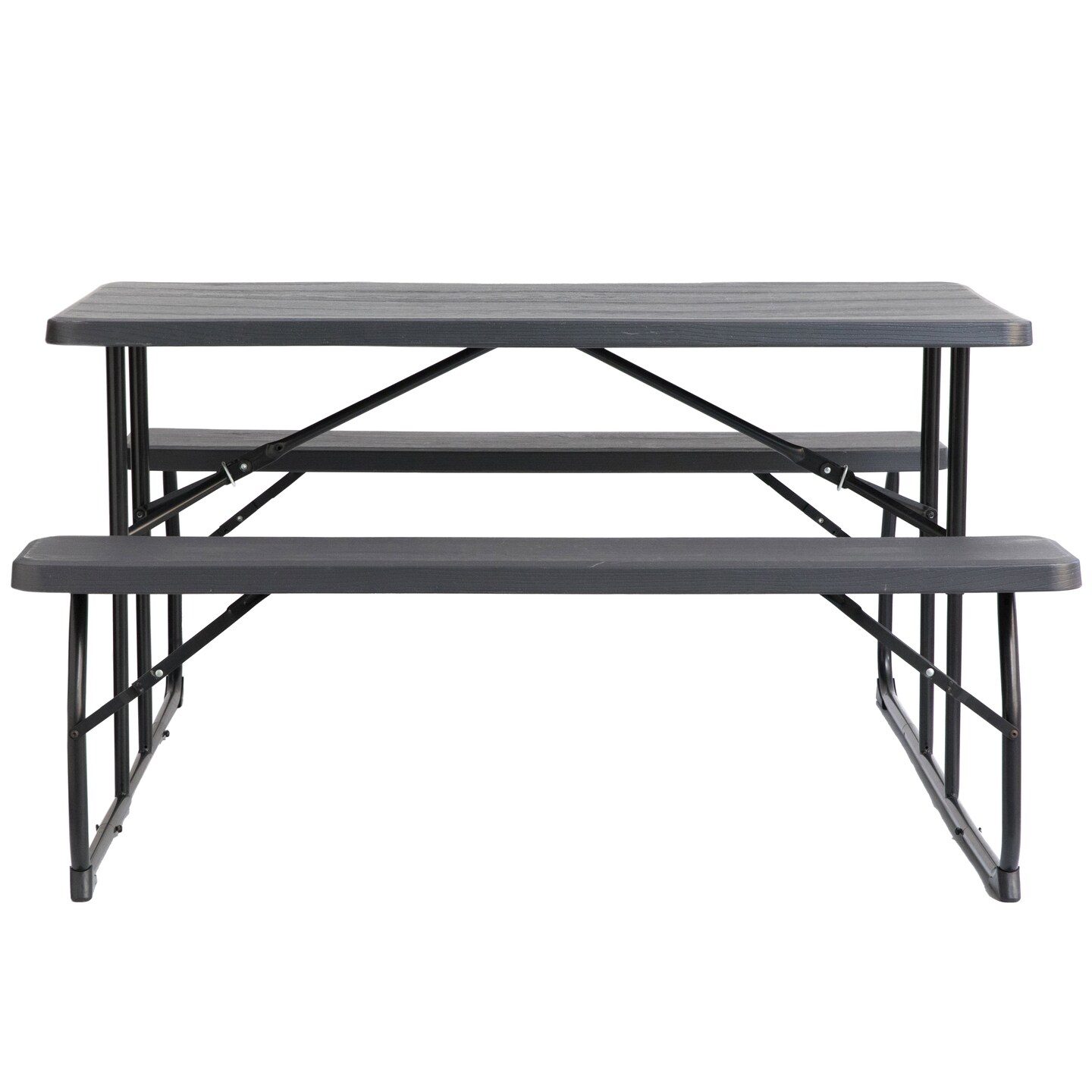 Gray Outdoor Foldable Woodgrain Portable Picnic Table Set