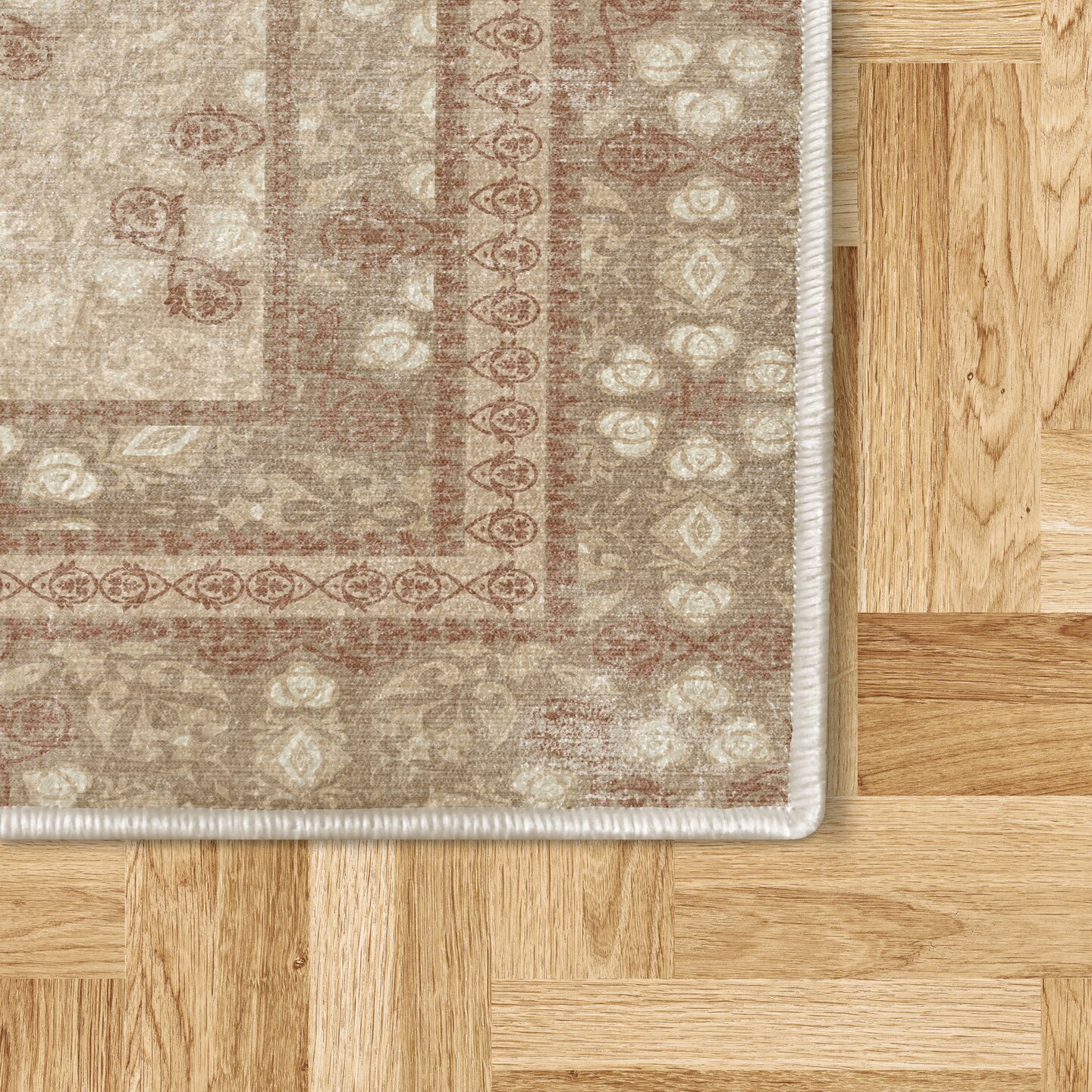 Ambesonne Vintage Decorative Rug, Nostalgic Retro Floral Petals Pastel Look Damask Check Victorian Motif, Quality Carpet for Bedroom Dorm and Living Room, Pale Rust and Cocoa