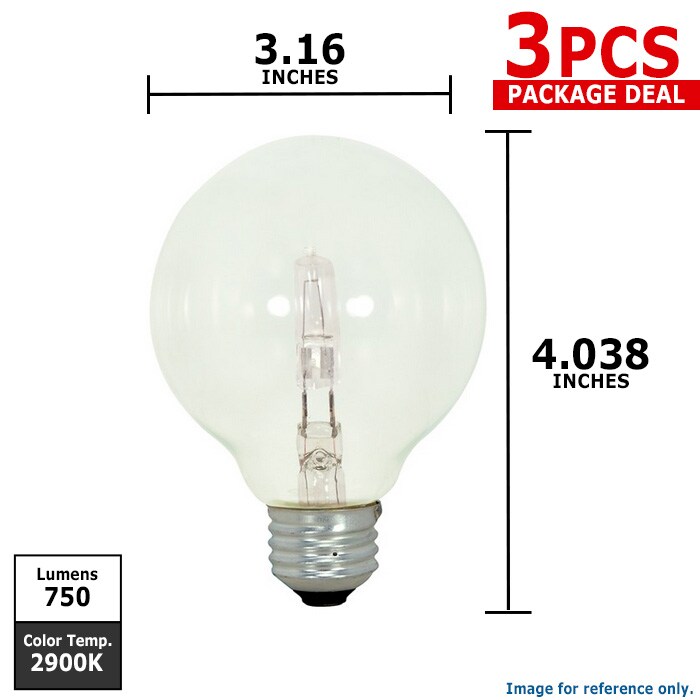 Satco 43w 120v G25 Globe Clear Halogen Light Bulb E26 Medium base 3PK