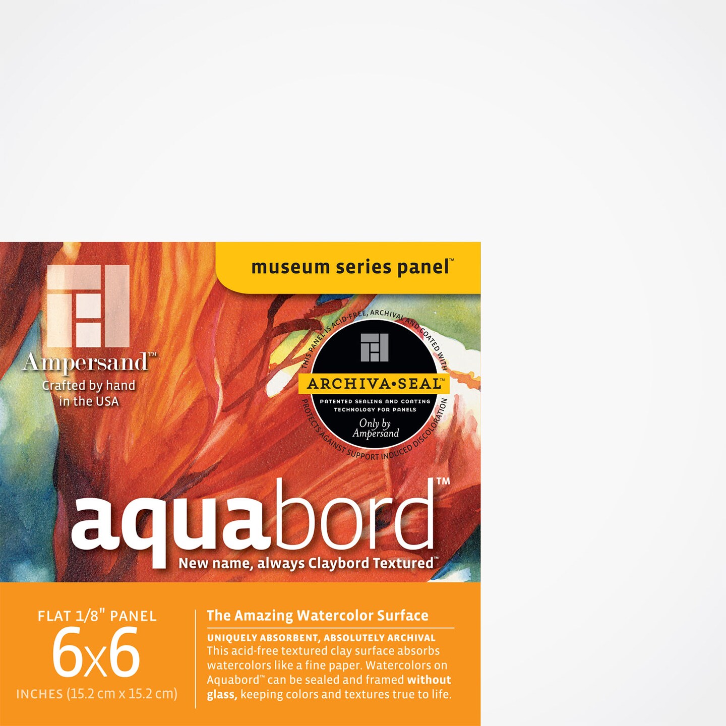 Ampersand Art Aquabord, Uncradled, 1/8&#x22; Profile, 6&#x22; x 6&#x22;, 4/Pkg.