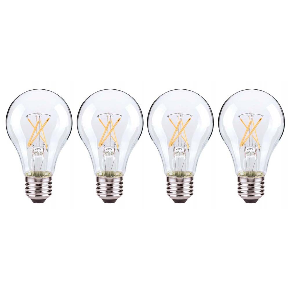 4Pk - Satco 7.5W A19 LED Clear Medium base 3000K 120 Volt