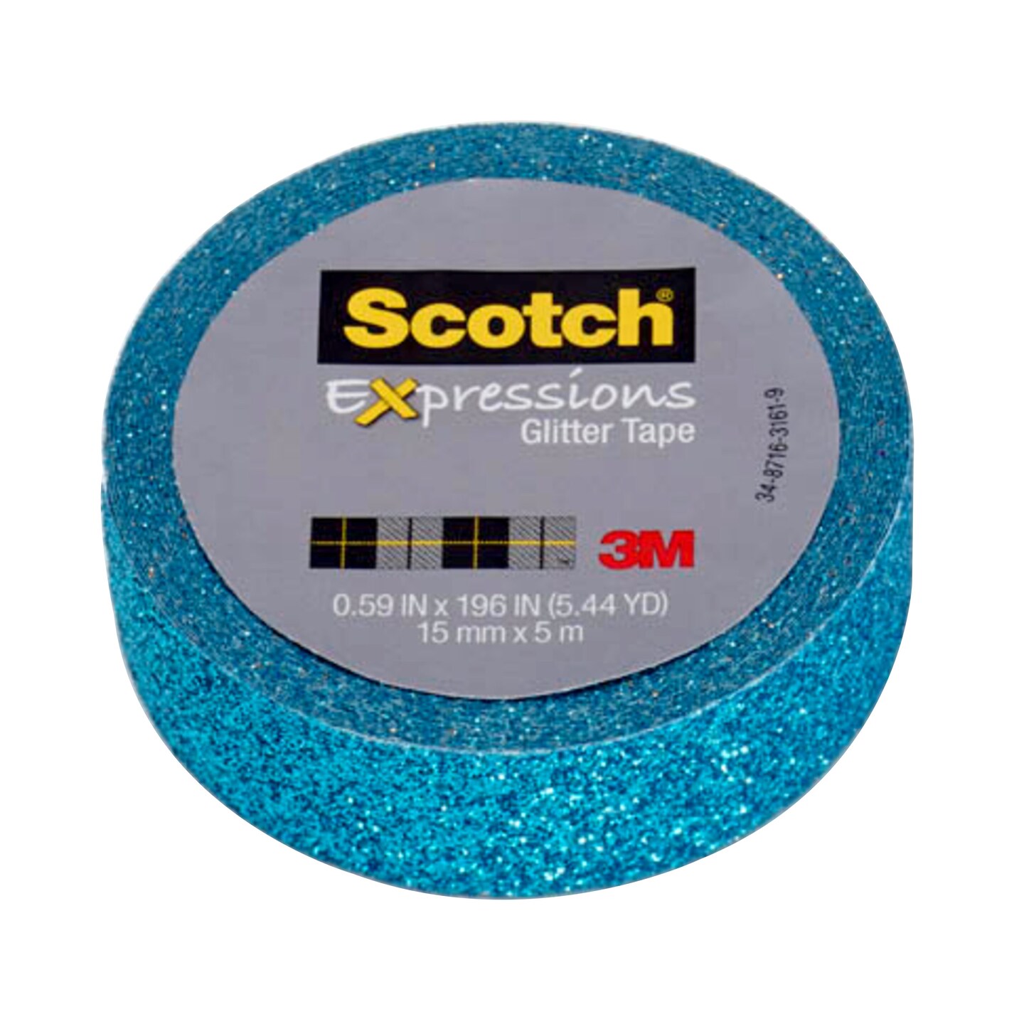 3M Expressions Glitter Tape, .59&#x22; x 196&#x22;, Teal Blue