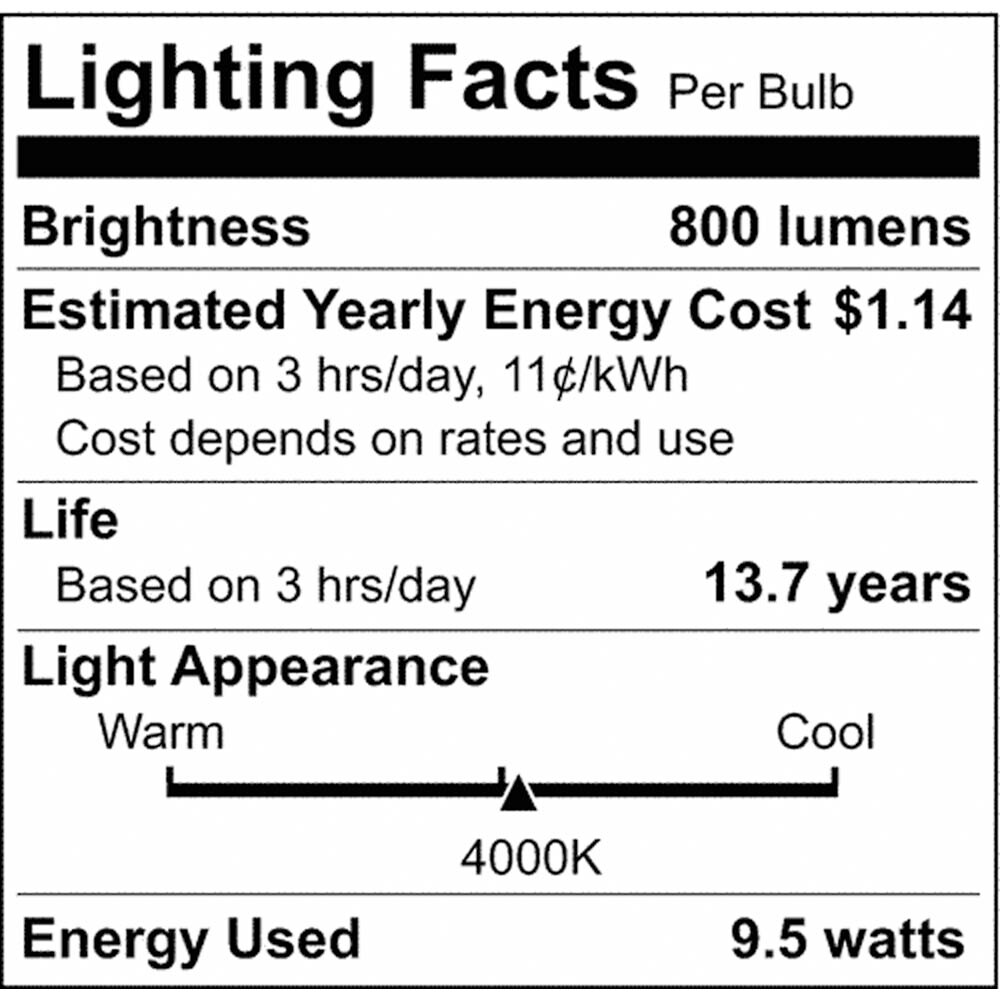 4Pk - Satco 9.5w 120v A19 LED Bulb E26 Medium Base 4000k Cool White - 60w-equiv
