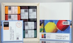 R&#x26;F Handmade Paints Encaustic Paint Set, 6-Colors, Translucent Colors &#x26; Encausticbord