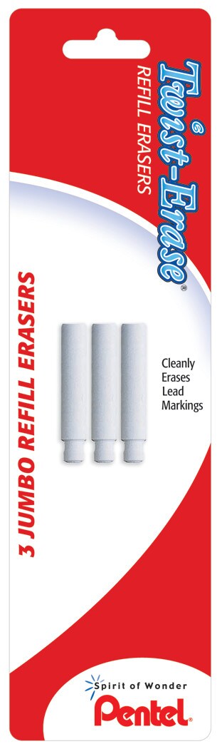 Pentel Twist-Erase III Mechanical Pencil Eraser Refills, 3/Pkg.