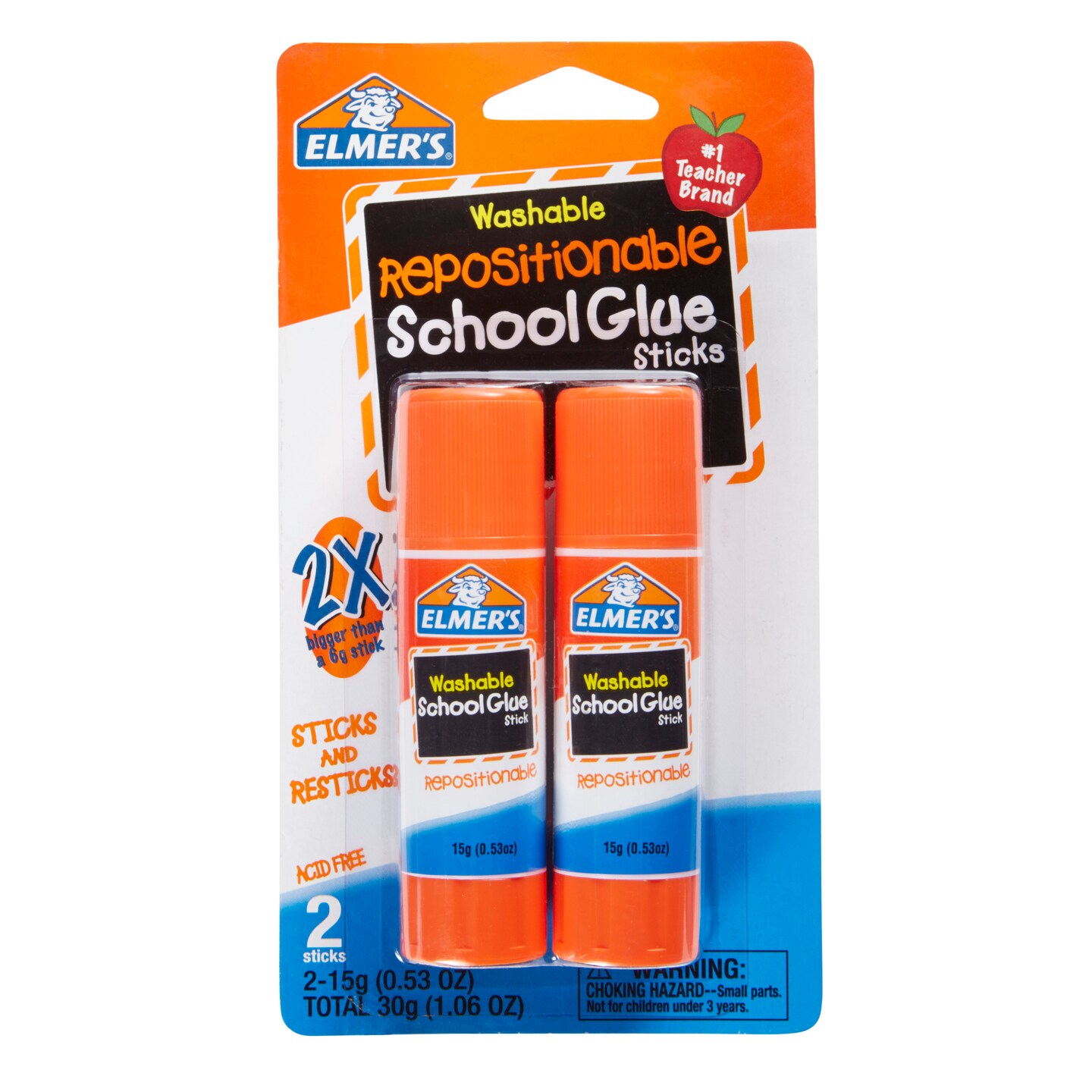 Elmer&#x27;s - Repositionable Picture &#x26; Poster Glue Stick - Repositionable Poster &#x26; Picture Glue Stick - Carded, 2/Pkg.